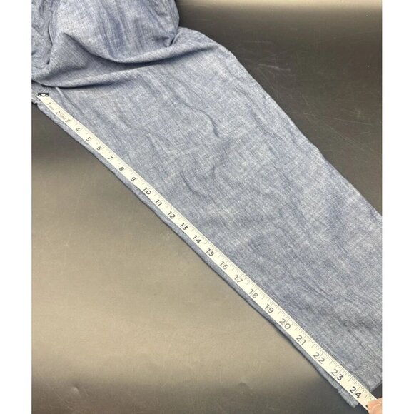 Universal Works Hi Water Indigo Chambray Crop Trouser Pant Elastic Waist Sz 32 - Picture 11 of 11